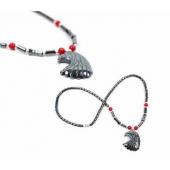 Hematite Eagle Pendant Beads Stone Chain Choker Fashion Women Necklace